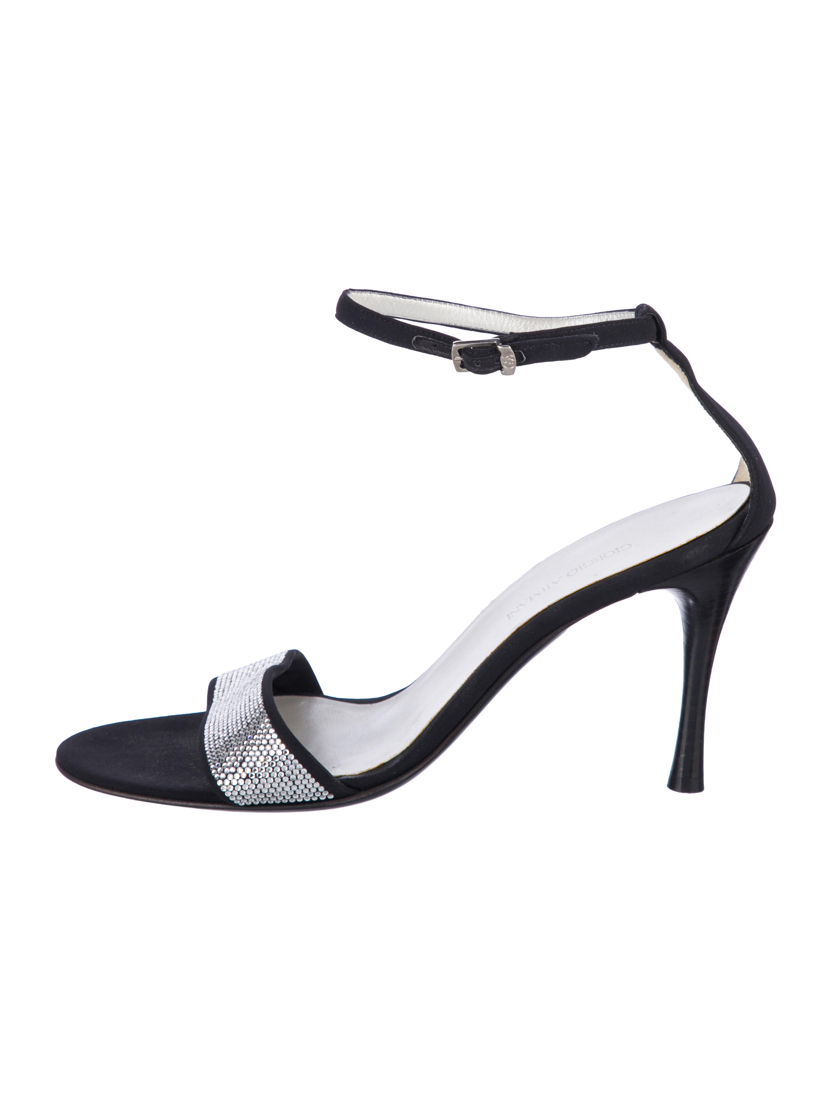 Giorgio Armani Satin Crystal Embellishments Sandals