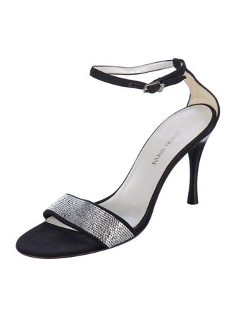 Giorgio Armani Satin Crystal Embellishments Sandals