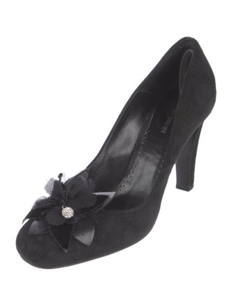 Giorgio Armani Suede Floral Print Pumps
