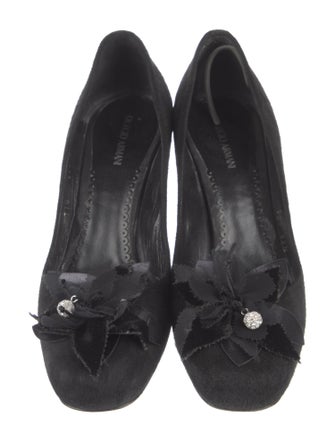 Giorgio Armani Suede Floral Print Pumps