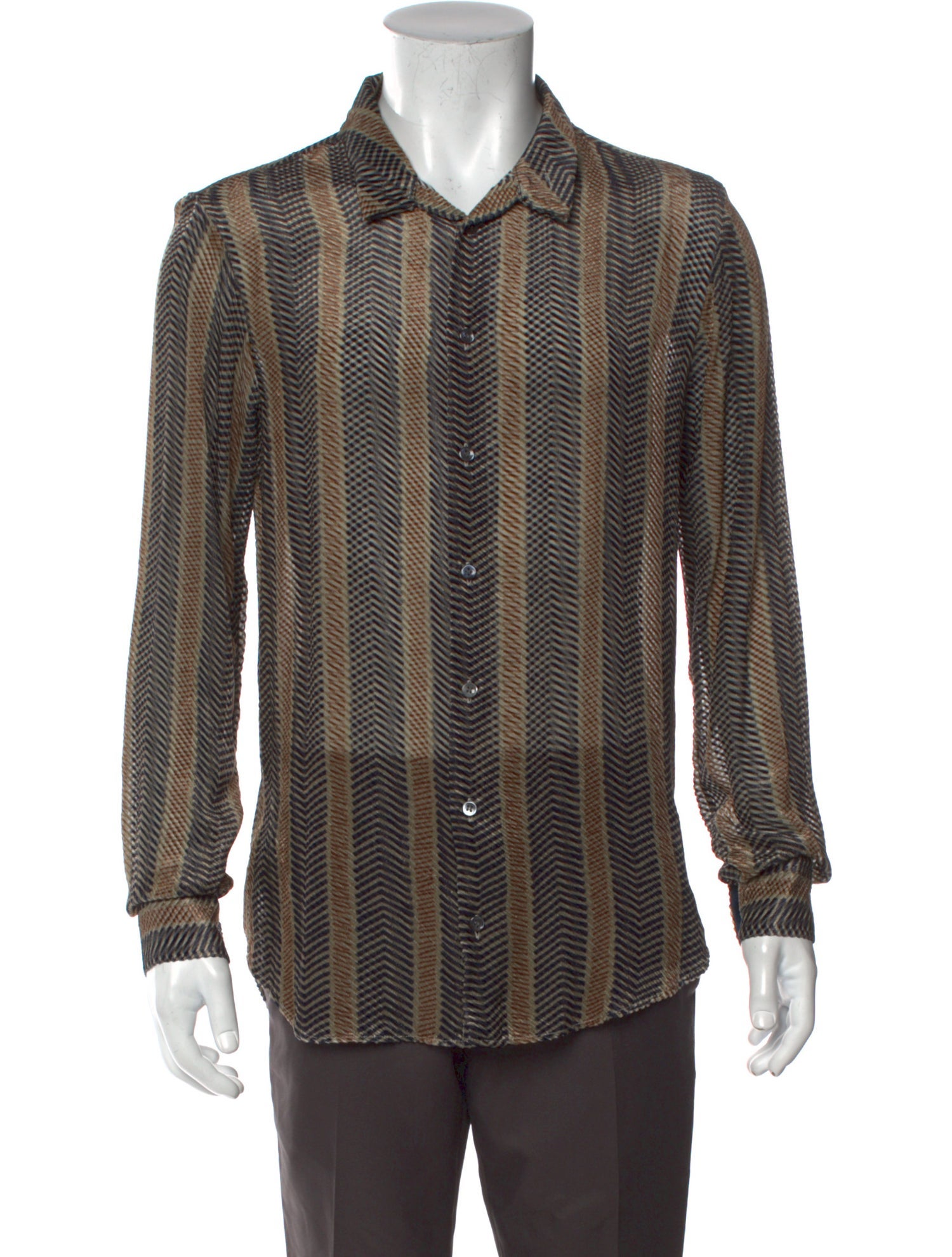 Giorgio Armani Striped Long Sleeve Dress Shirt