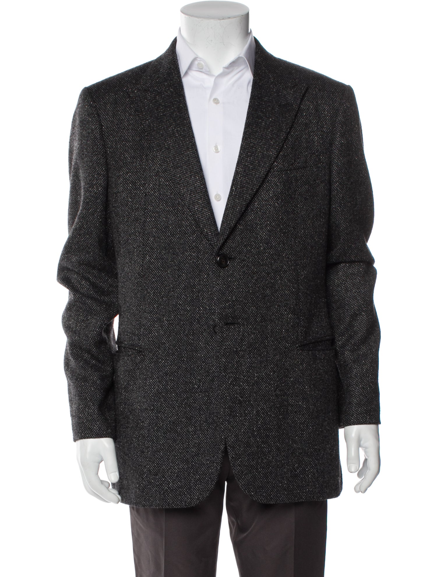 Giorgio Armani Virgin Wool Tweed Pattern Peacoat