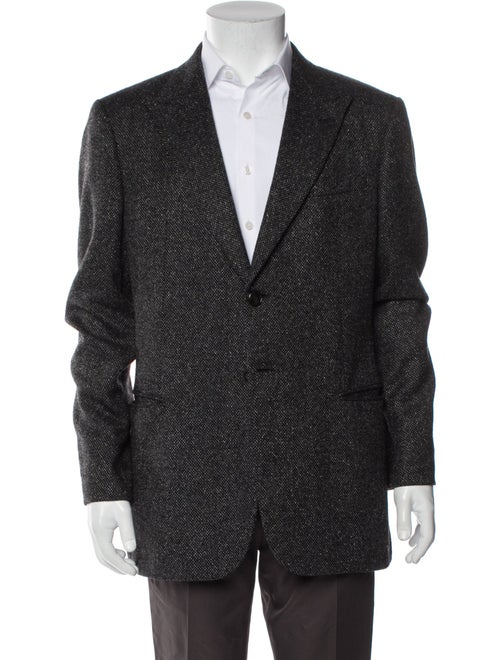 Giorgio Armani Virgin Wool Tweed Pattern Peacoat