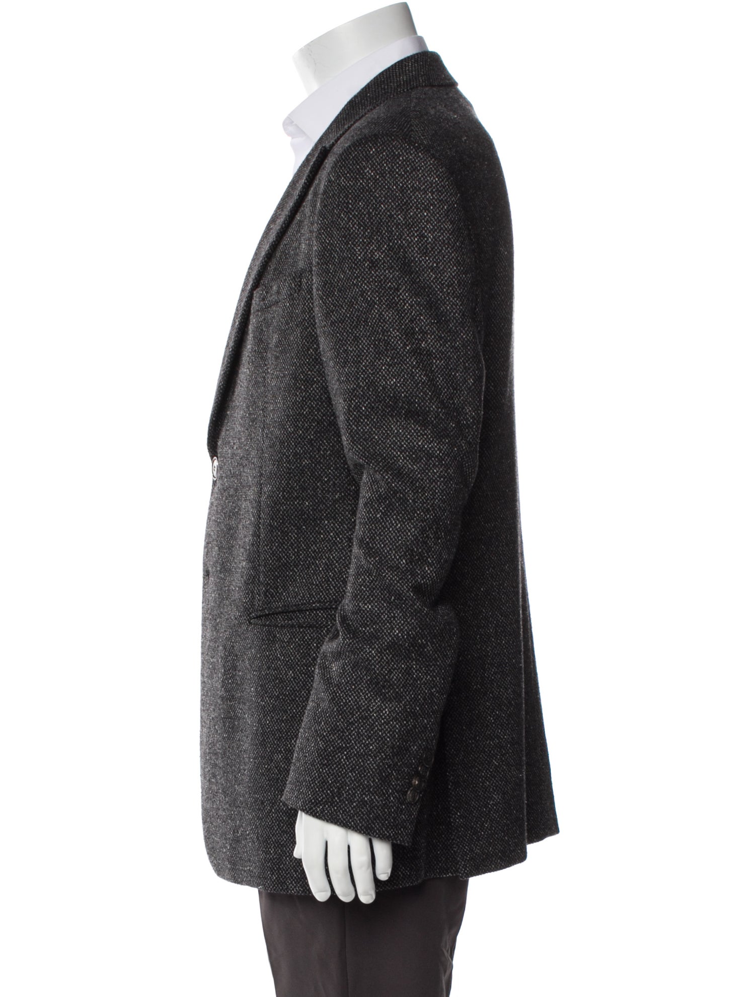 Giorgio Armani Virgin Wool Tweed Pattern Peacoat