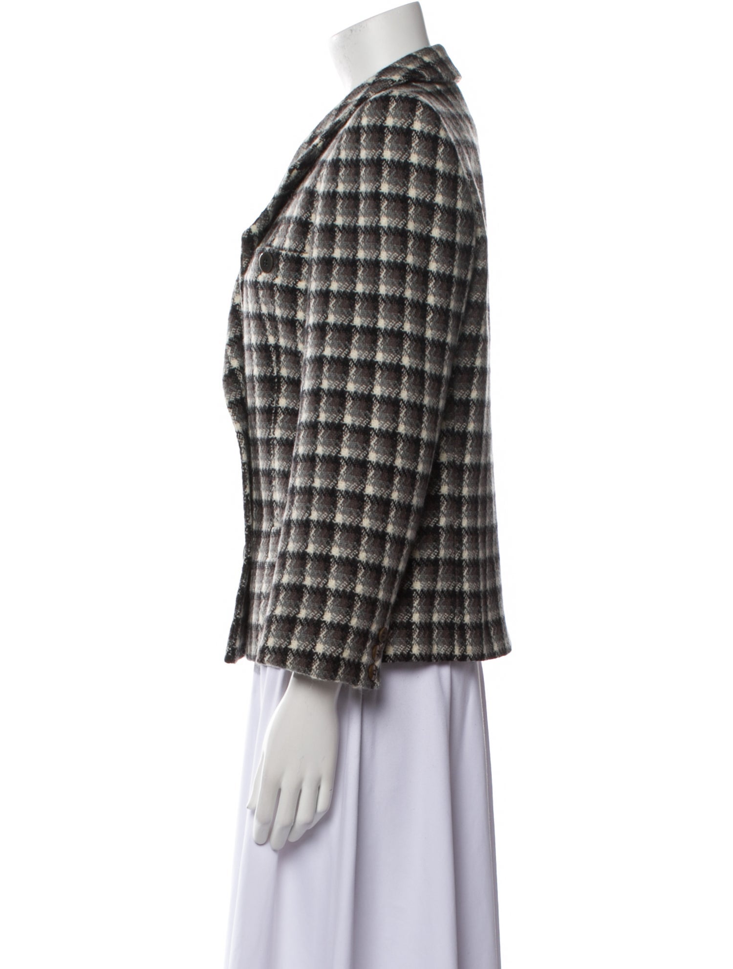 Giorgio Armani Wool Plaid Print Skirt Suit