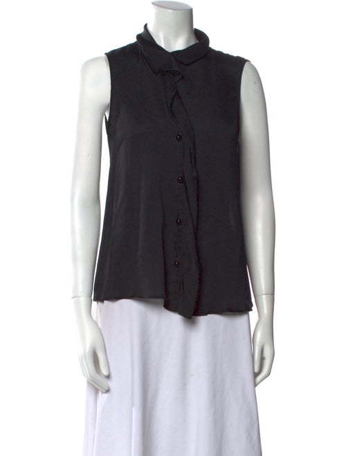 Giorgio Armani Mock Neck Sleeveless Button-Up Top