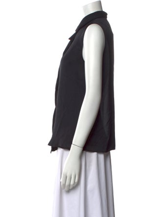Giorgio Armani Mock Neck Sleeveless Button-Up Top