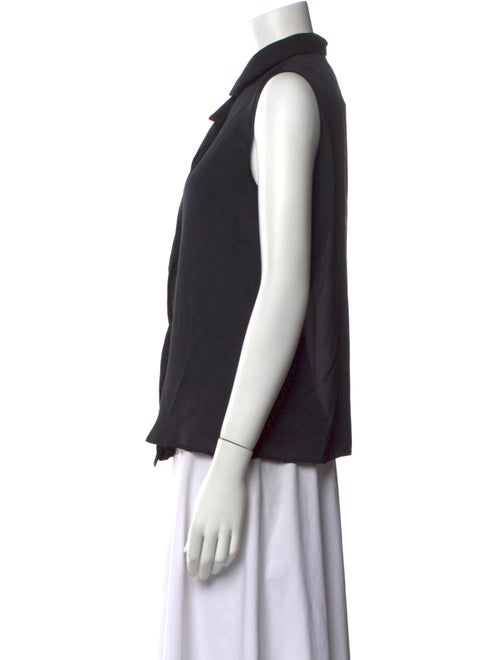 Giorgio Armani Mock Neck Sleeveless Button-Up Top