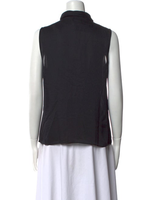 Giorgio Armani Mock Neck Sleeveless Button-Up Top
