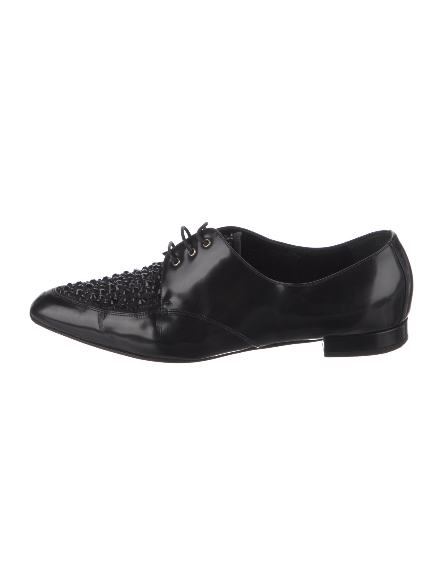 Giorgio Armani Leather Crystal Embellishments Oxfords