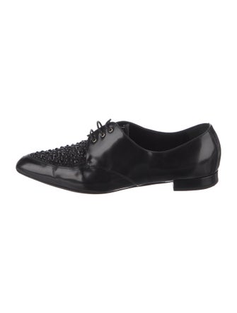 Giorgio Armani Leather Crystal Embellishments Oxfords