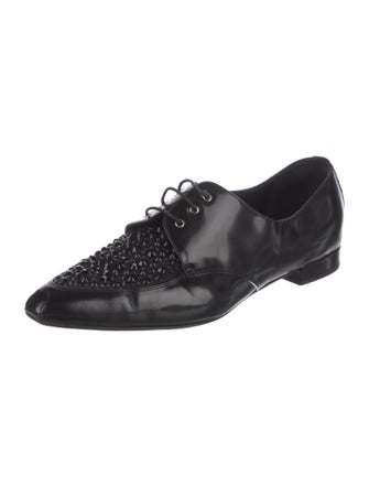 Giorgio Armani Leather Crystal Embellishments Oxfords