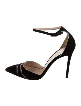 Giorgio Armani Suede Crystal Embellishments D'Orsay Pumps