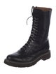 Giorgio Armani Leather Chain-Link Accents Combat Boots