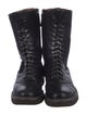 Giorgio Armani Leather Chain-Link Accents Combat Boots