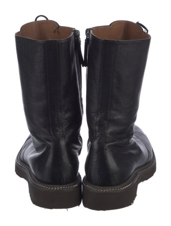 Giorgio Armani Leather Chain-Link Accents Combat Boots