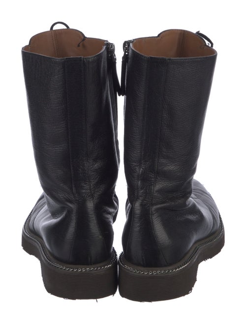 Giorgio Armani Leather Chain-Link Accents Combat Boots