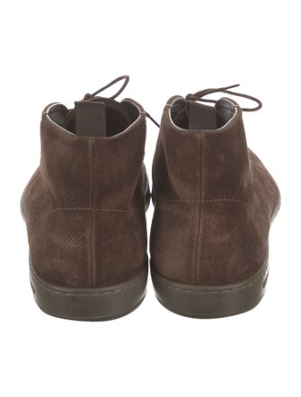 Giorgio Armani Suede Lasercut Accents Sneakers