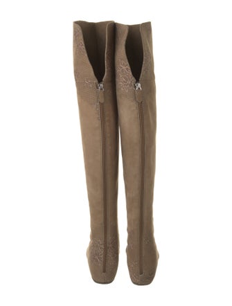 Giorgio Armani Suede Embroidered Accent Boots