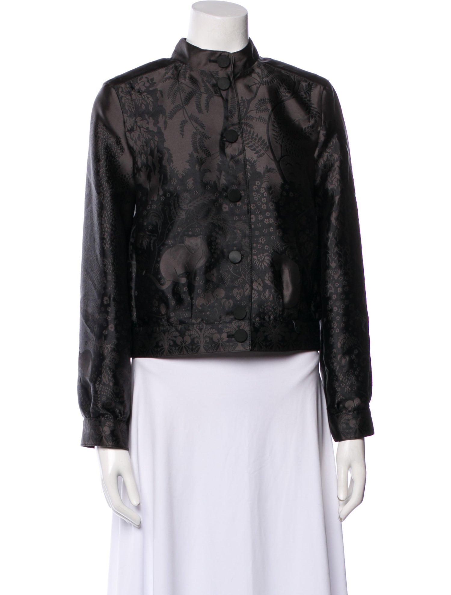 Giorgio Armani Silk Printed Faux Fur Jacket