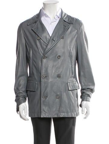 Giorgio Armani Outerwear Lamb Leather Peacoat Us40, It50 | L