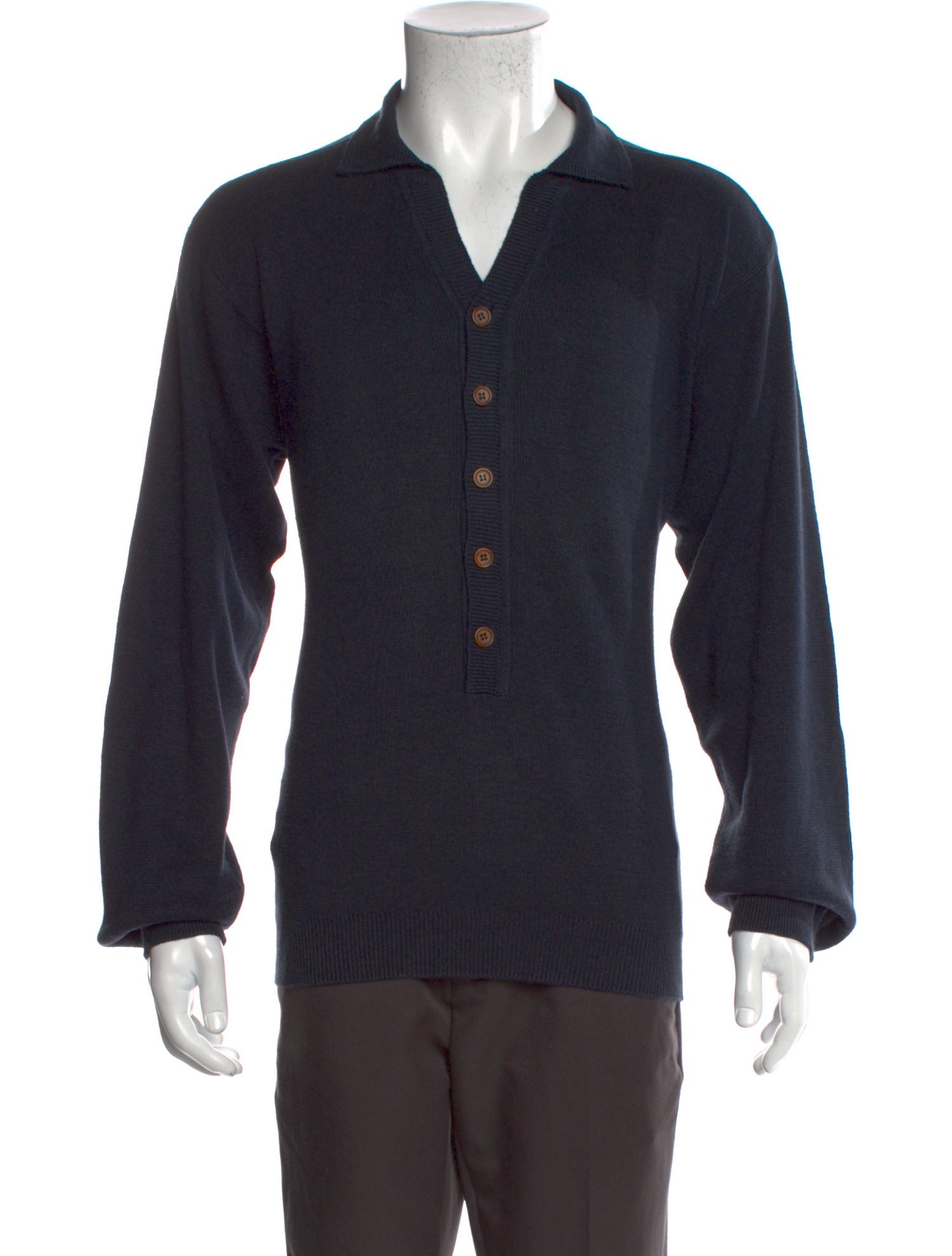 Giorgio Armani V-Neck Long Sleeve Polo Shirt