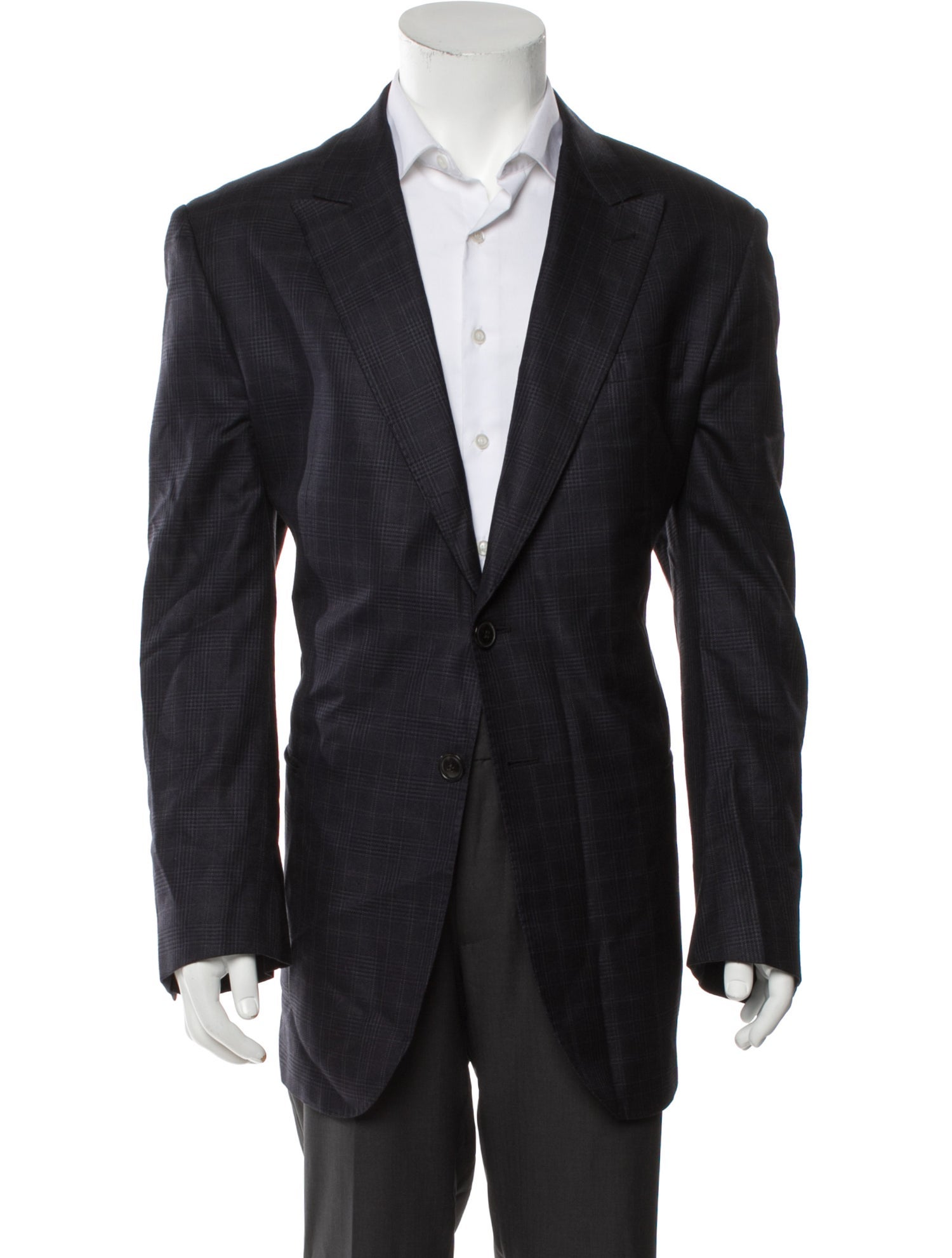 Giorgio Armani Silk Plaid Print Blazer