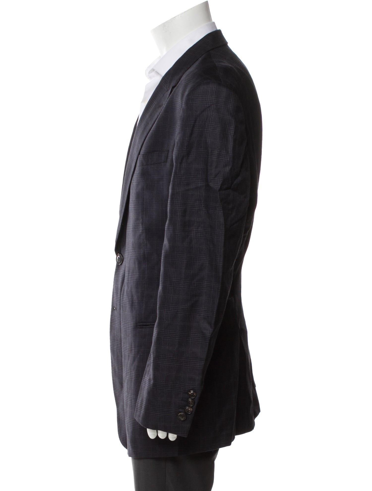 Giorgio Armani Silk Plaid Print Blazer