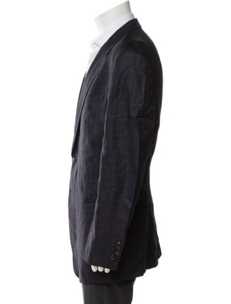 Giorgio Armani Silk Plaid Print Blazer