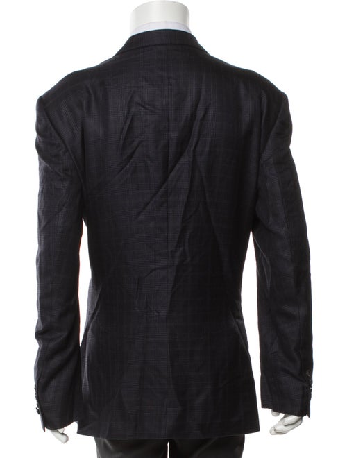 Giorgio Armani Silk Plaid Print Blazer