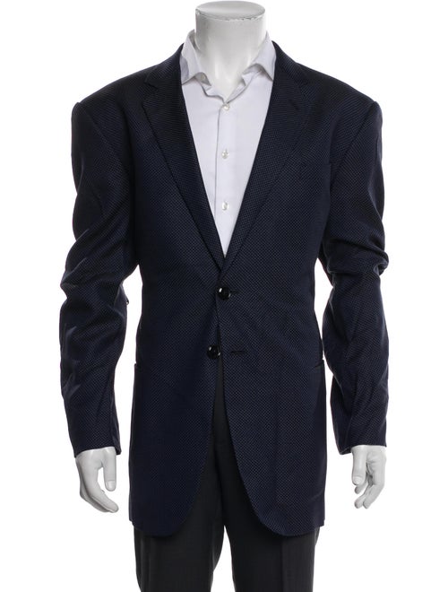 Giorgio Armani Virgin Wool Plaid Print Blazer
