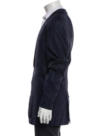 Giorgio Armani Virgin Wool Plaid Print Blazer