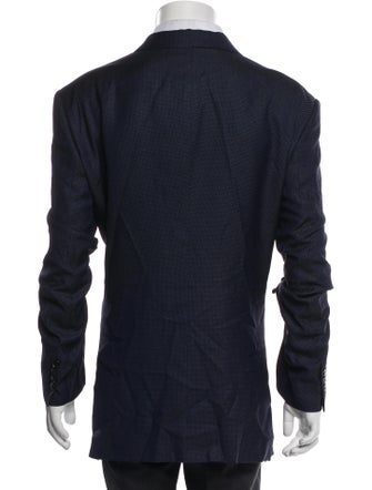 Giorgio Armani Virgin Wool Plaid Print Blazer
