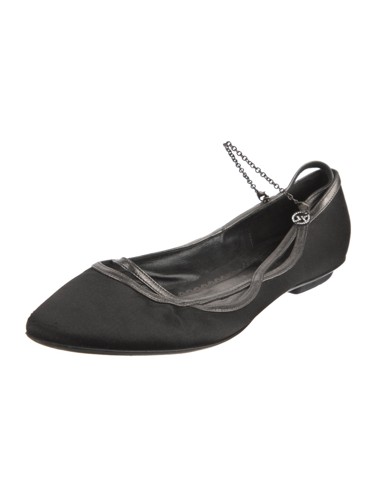 Giorgio Armani Satin Cutout Accent Ballet Flats