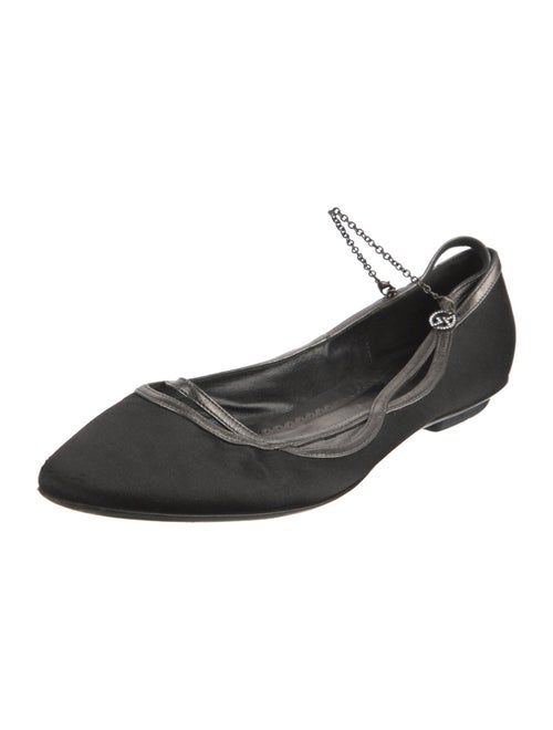 Giorgio Armani Satin Cutout Accent Ballet Flats