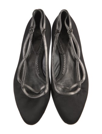 Giorgio Armani Satin Cutout Accent Ballet Flats