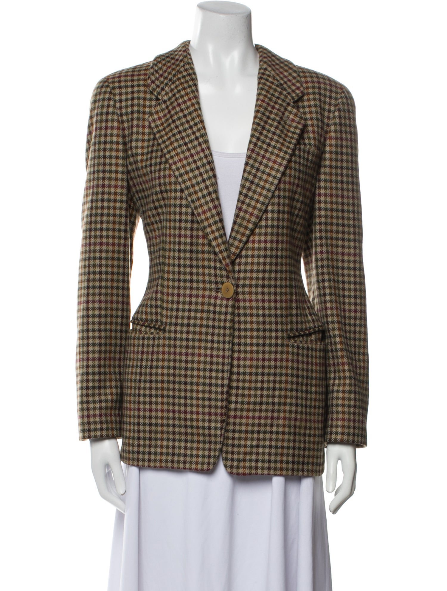 Giorgio Armani Cashmere Plaid Print Blazer