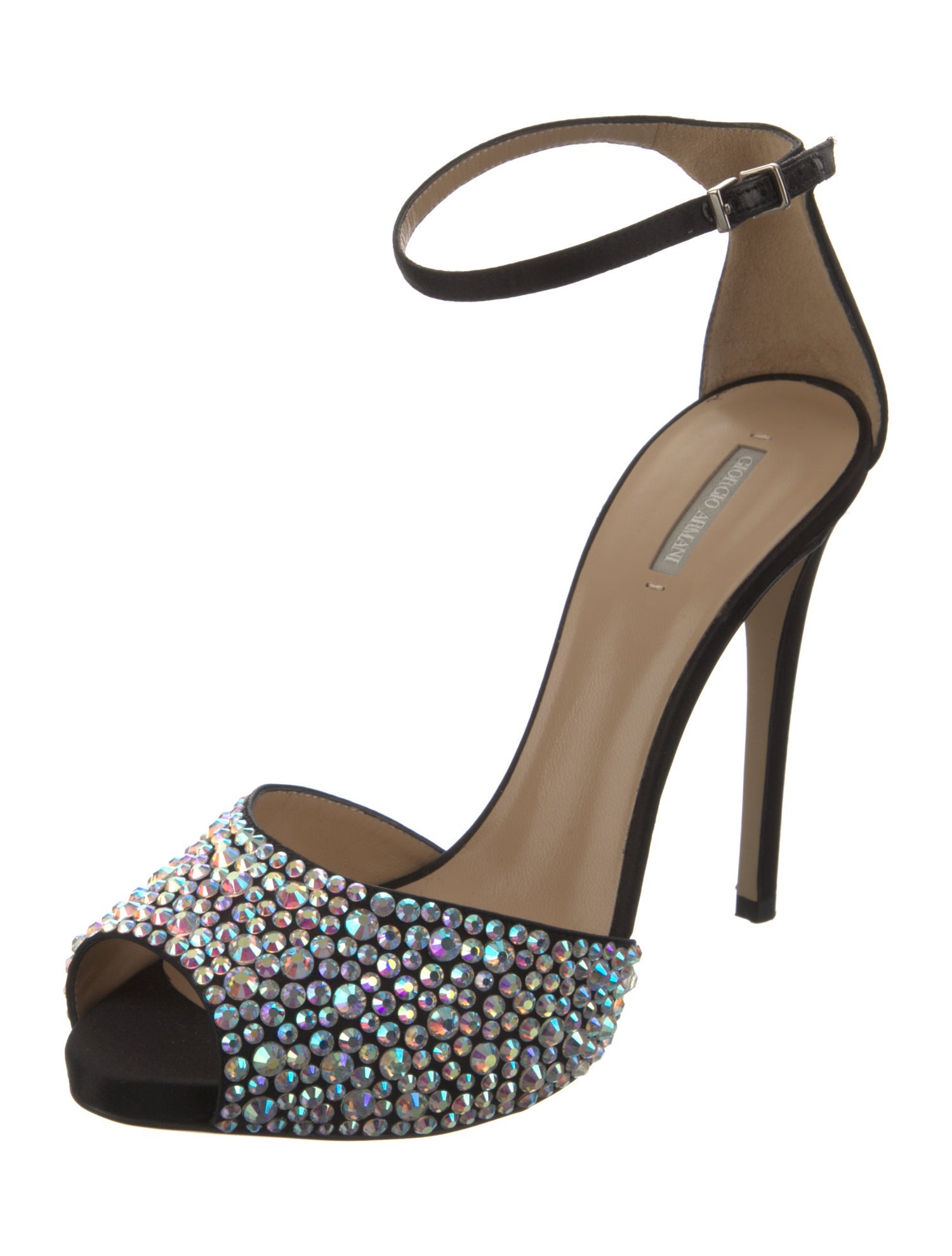 Giorgio Armani Satin Crystal Embellishments Sandals