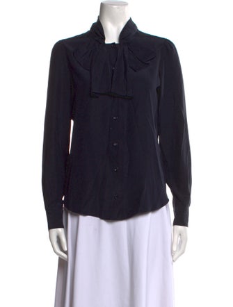 Giorgio Armani Satin Long Sleeve Button-Up Top