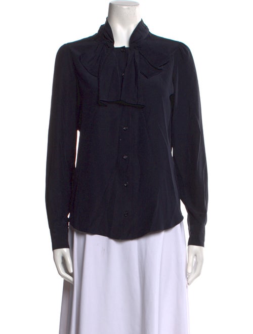 Giorgio Armani Satin Long Sleeve Button-Up Top