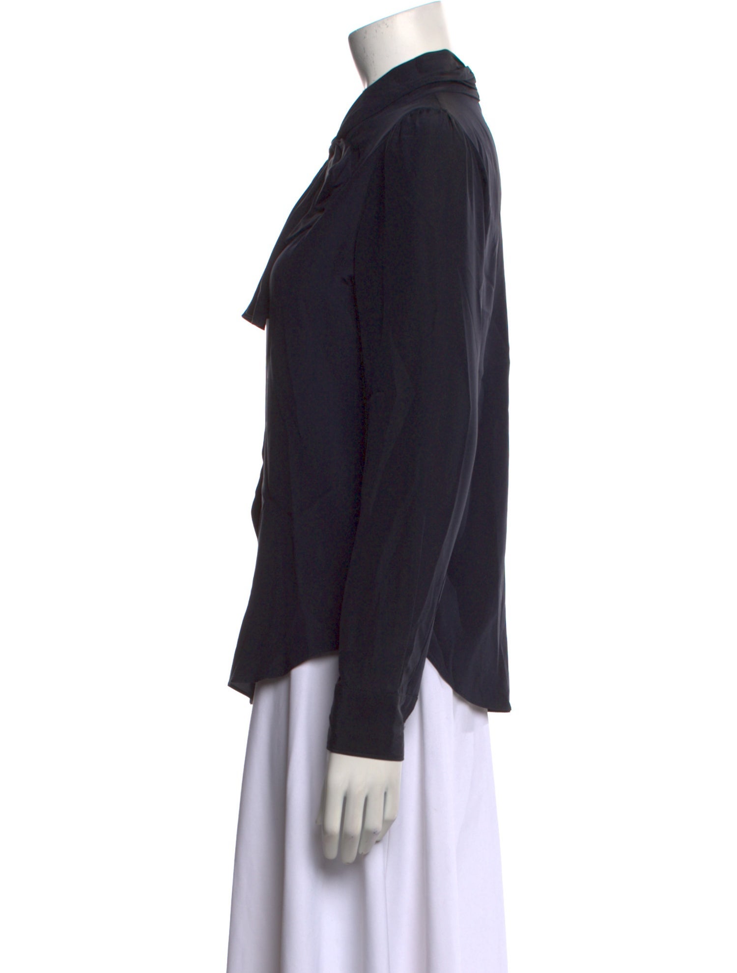 Giorgio Armani Satin Long Sleeve Button-Up Top