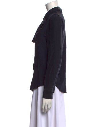 Giorgio Armani Satin Long Sleeve Button-Up Top