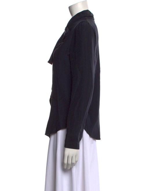 Giorgio Armani Satin Long Sleeve Button-Up Top