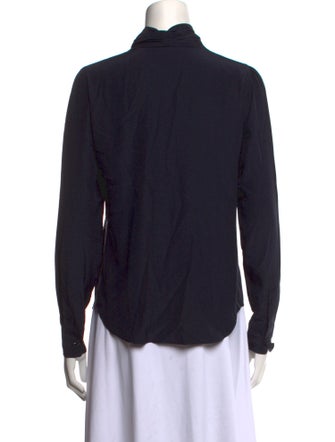 Giorgio Armani Satin Long Sleeve Button-Up Top