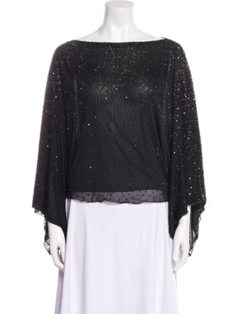 Giorgio Armani Bateau Neckline Three-Quarter Sleeve Blouse