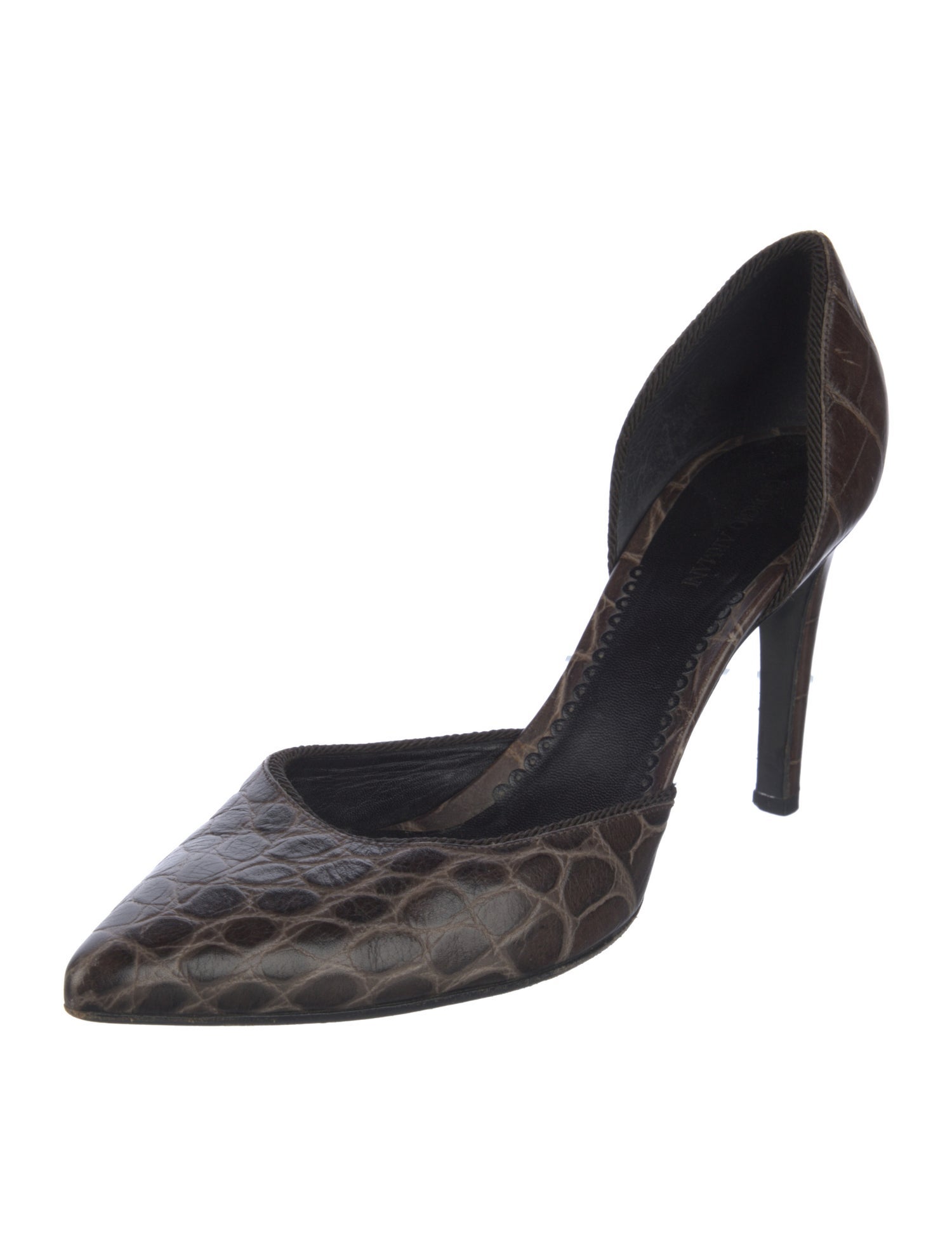 Giorgio Armani Embossed Leather Animal Print D'Orsay Pumps