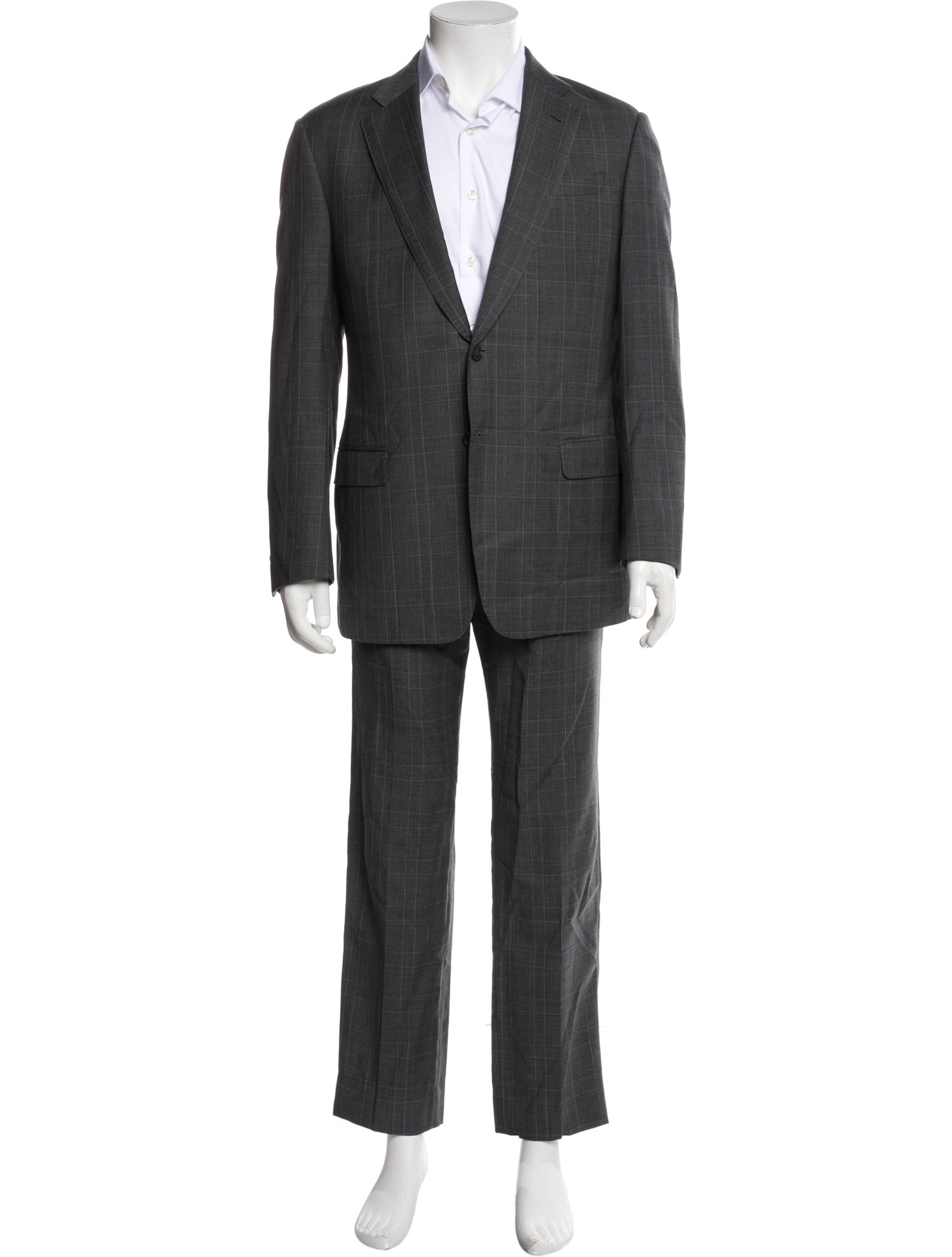 Giorgio Armani Virgin Wool Plaid Print Two-Piece Suit