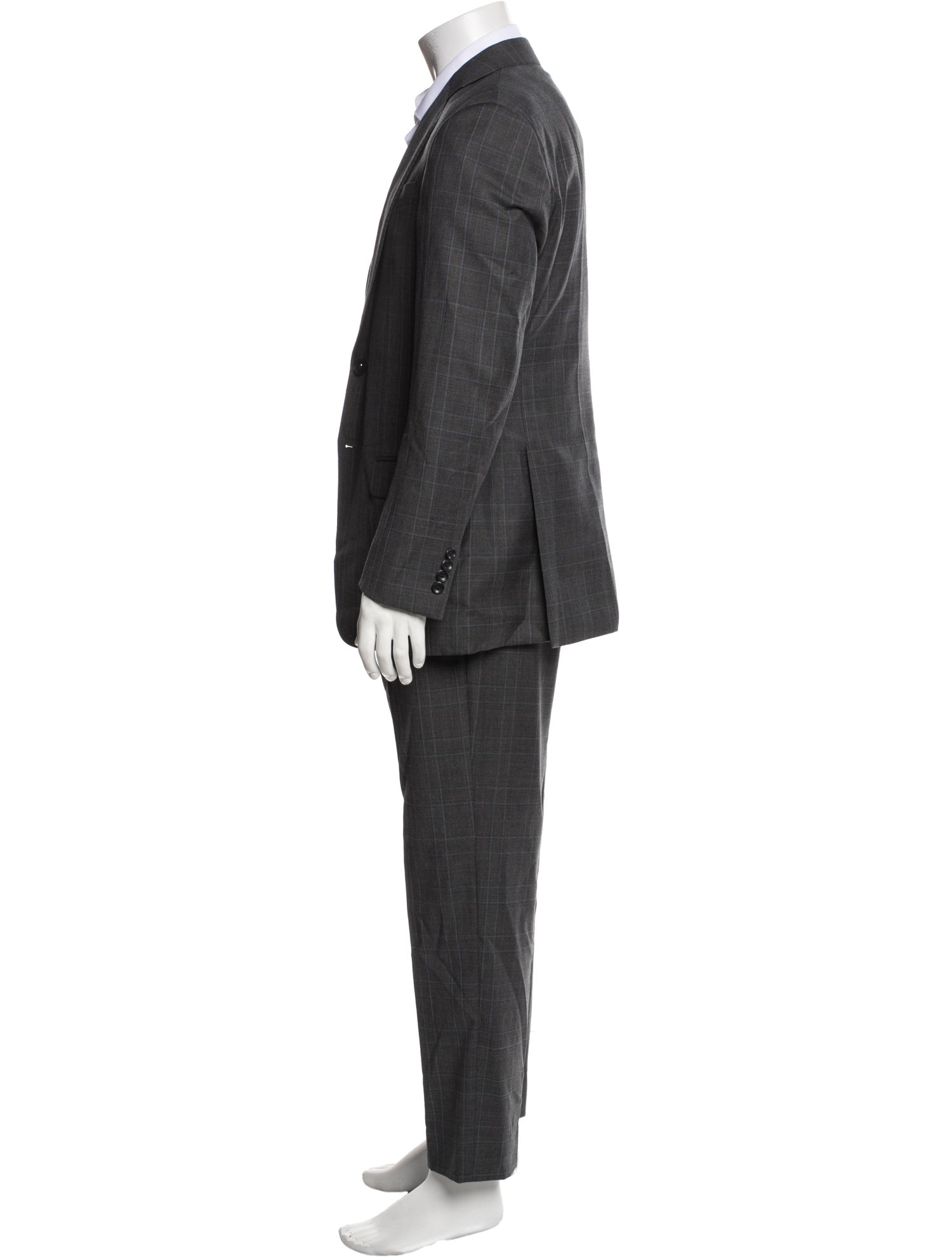 Giorgio Armani Virgin Wool Plaid Print Two-Piece Suit