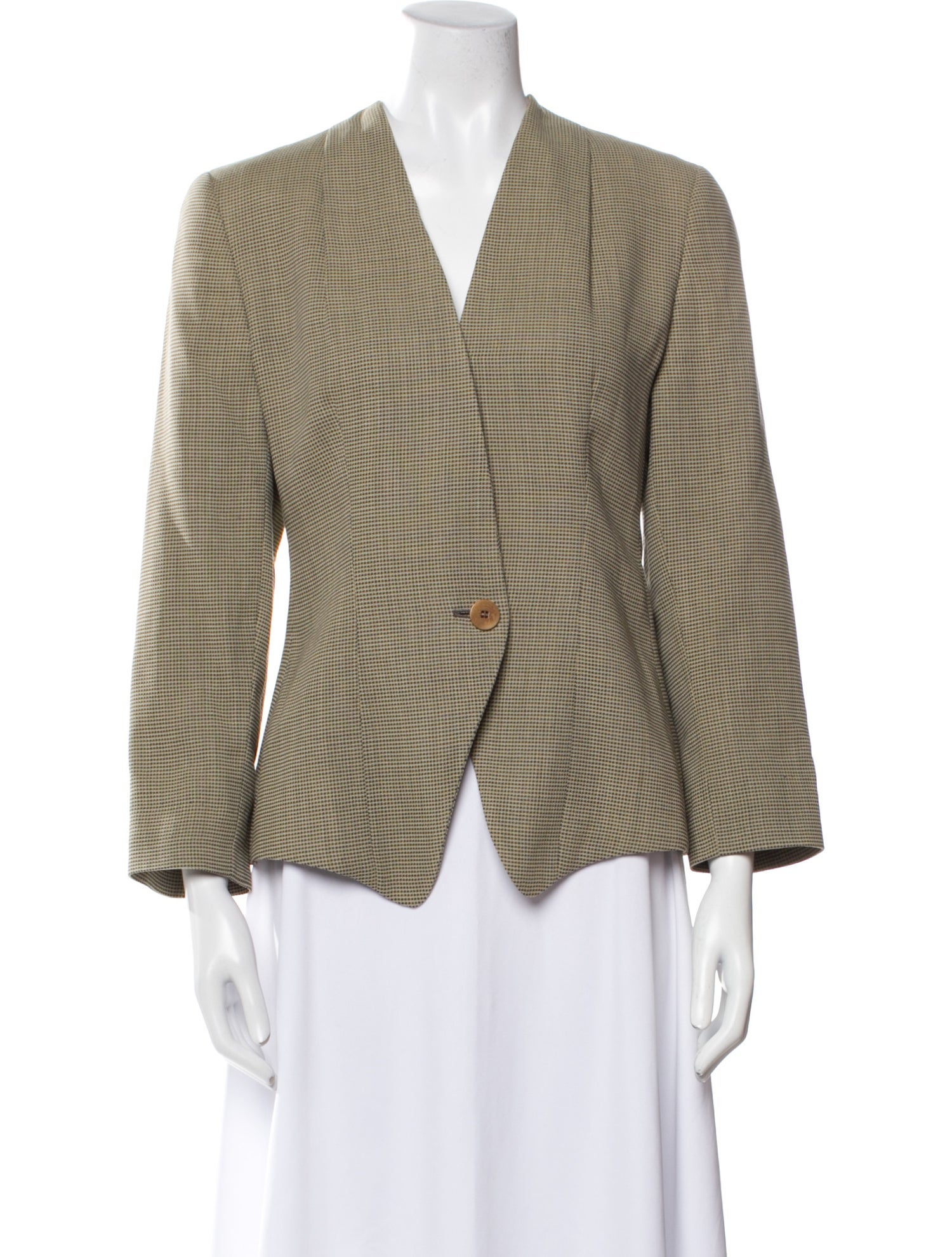 Giorgio Armani Virgin Wool Plaid Print Blazer