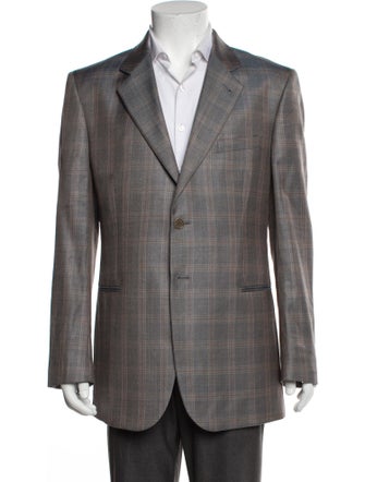 Giorgio Armani Virgin Wool Plaid Print Two-Piece Blazer